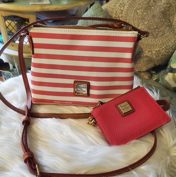 Dooney & Bourke Sullivan Crossbody Pouchette Watermelon Stripes - Picture 1 of 9